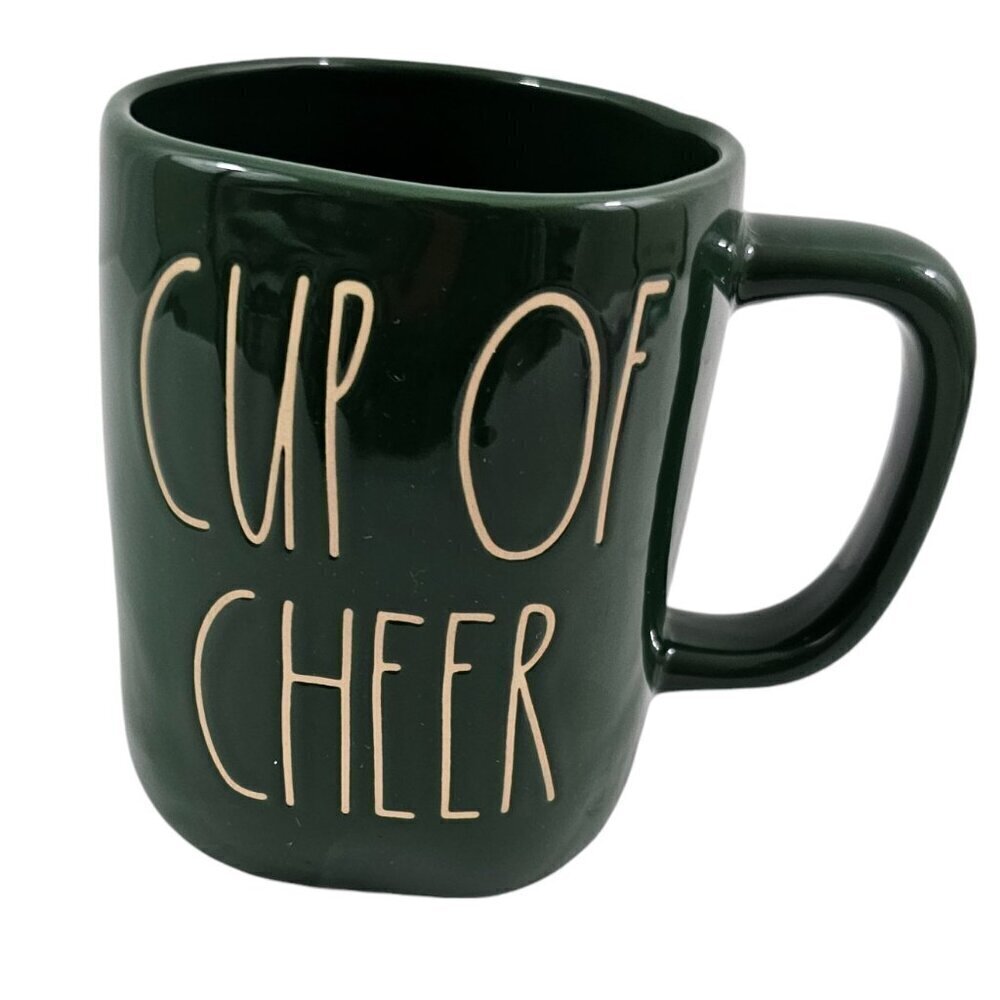 Rae Dunn Magenta CUP OF CHEER Green 20 Oz Ceramic Coffee Tea Mug Cup